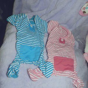 NWOT Adoriable Dog 🐾Pet Blue/Peach/White Pajamas Set of 2 Small/Medium